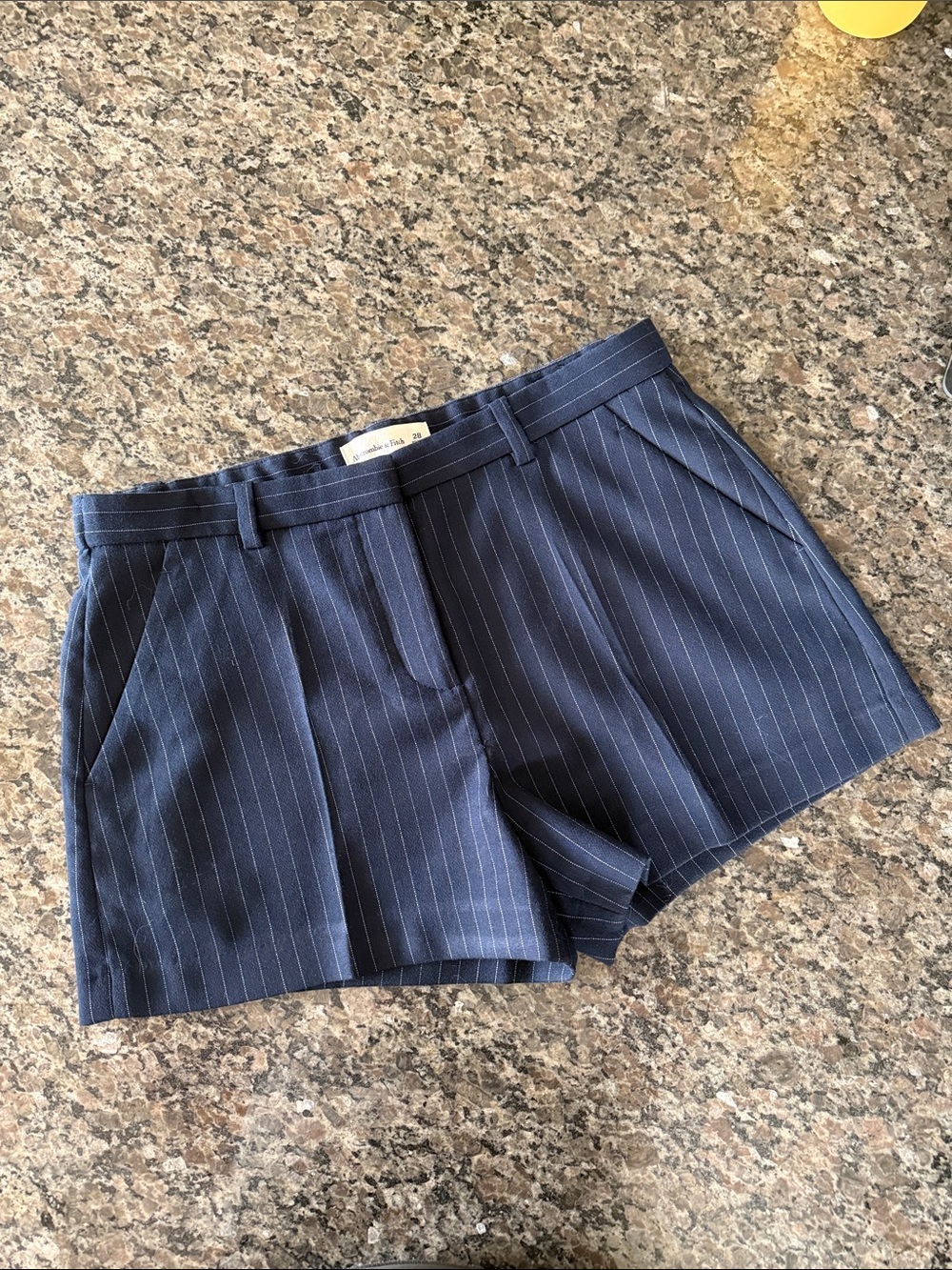 Abercrombie Tailored Navy Pinstripe High-Waist Women's Shorts